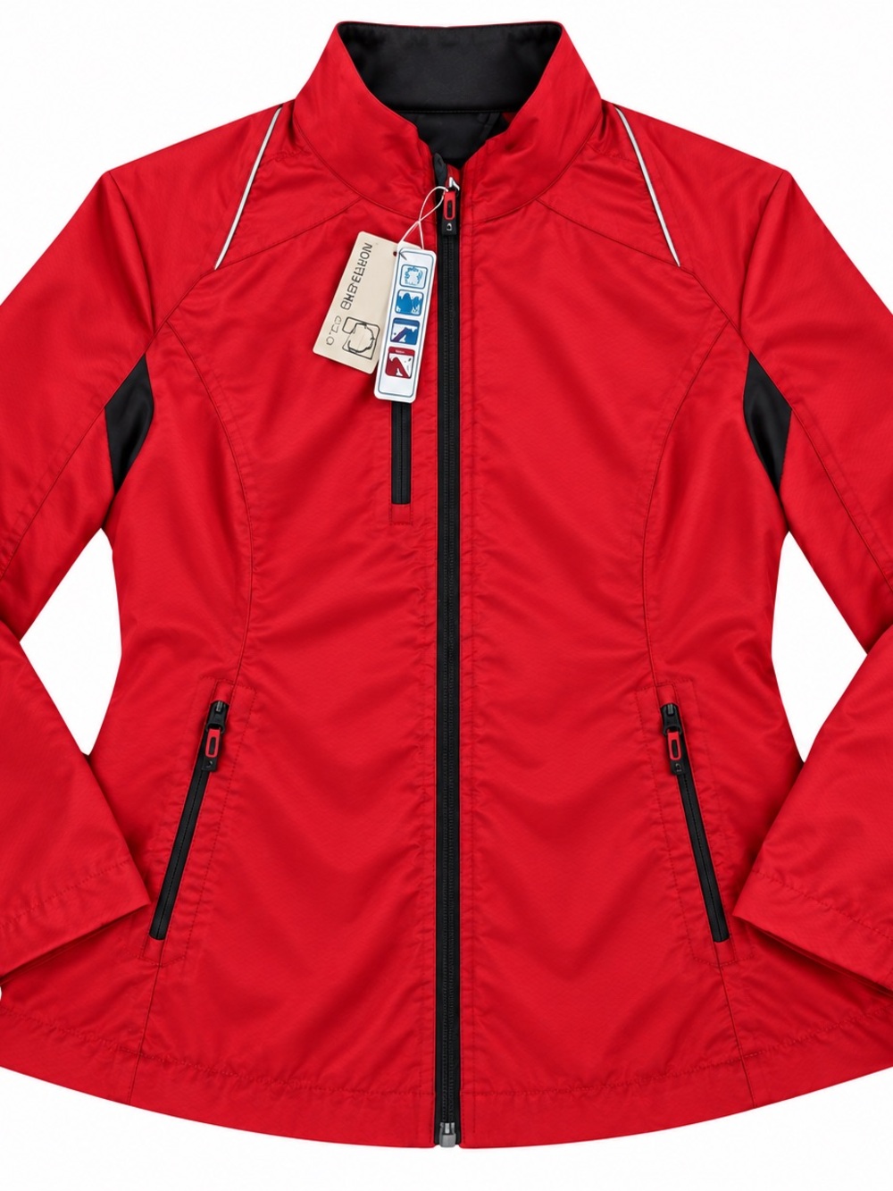 North End Women’s XL Red Black Lightweight Windbreaker Jacket Reflective NWT